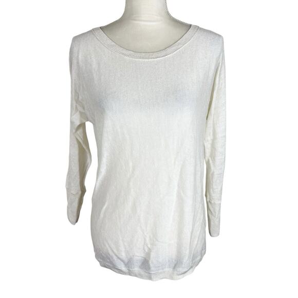 Brochu Walker Linen Blend Scoop Crew Neck Pullover Sweater Off-White Size Small - Picture 2 of 7